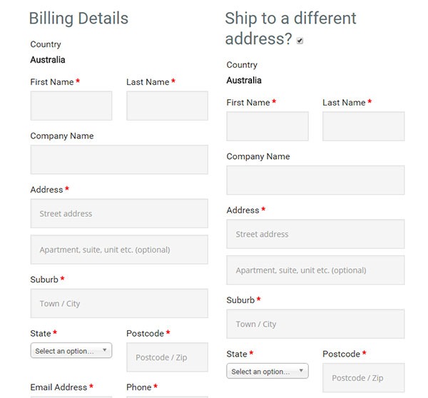checkout form heading in WooCommerce billing-details