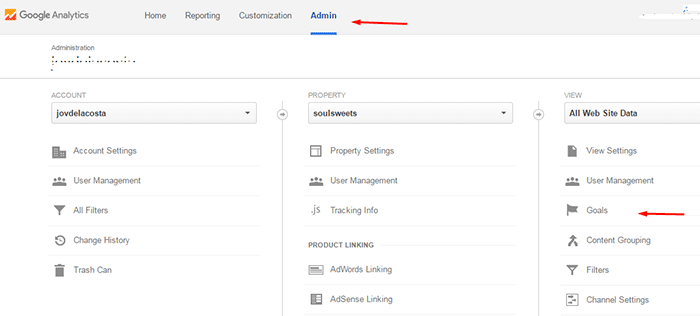 how to use google analytics to track website goals